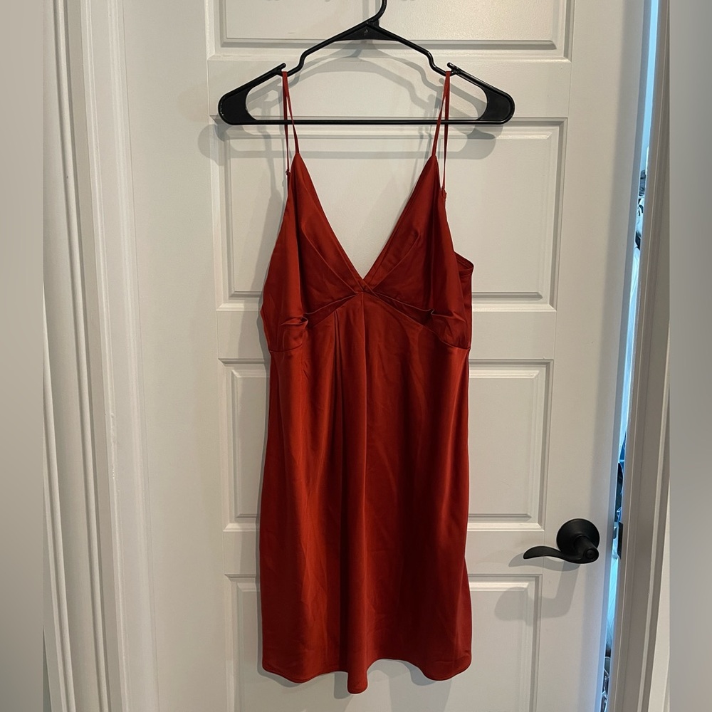 Rust Satin Mini Dress